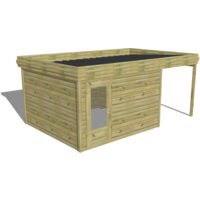 ABRI DE JARDIN bois Pin autoclave 27mm - 5,44x3,44m / 18,7m2 - Bac acier - Abri Français