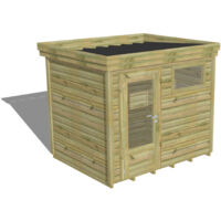 ABRI DE JARDIN bois Pin autoclave 27mm - 2,64x2,14m / 5,7m2 - Bac acier - Plancher bois
