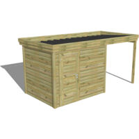ABRI DE JARDIN bois Pin autoclave 27mm - 4,64x2,14m / 9,9m2 - Bac acier - Abri Français