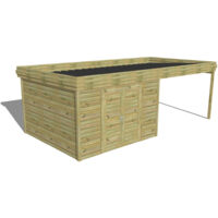 ABRI DE JARDIN bois Pin autoclave 27mm - 6,94x3,44m / 23,9m2 - Bac acier - Abri Français