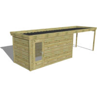 ABRI DE JARDIN bois Pin autoclave 27mm - 7,84x2,14m / 16,8m2 - Bac acier - Abri Français