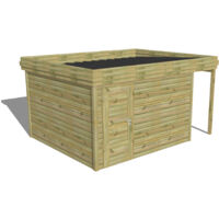 ABRI DE JARDIN bois Pin autoclave 27mm - 4,44x3,44m / 15,3m2 - Bac acier - Abri Français