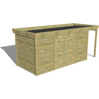 ABRI DE JARDIN bois Pin autoclave 27mm - 5,34x2,14m / 11,4m2 - Bac acier - Abri Français