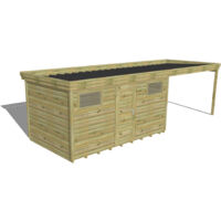 ABRI DE JARDIN bois Pin autoclave 27mm - 7,84x2,64m / 20,7m2 - Bac acier - Plancher bois