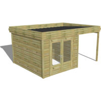 ABRI DE JARDIN bois Pin autoclave 27mm - 4,64x3,44m / 16m2 - Bac acier - Abri Français