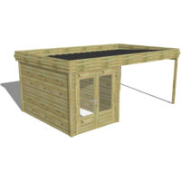 ABRI DE JARDIN bois Pin autoclave 27mm - 5,64x3,44m / 19,4m2 - Bac acier - Abri Français