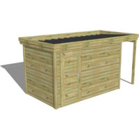 ABRI DE JARDIN bois Pin autoclave 27mm - 4,44x2,14m / 9,5m2 - Bac acier - Abri Français