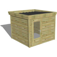 ABRI DE JARDIN bois Pin autoclave 27mm - 2,64x2,64m / 7m2 - Bac acier - Abri Français
