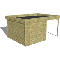 ABRI DE JARDIN bois Pin autoclave 27mm - 4,64x3,44m / 16m2 - Bac acier - Abri Français
