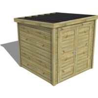 Abri Français – Abri de jardin en pin traité autoclave 28mm – Bac acier 65x100 – Dimensions hors-tout 2,196x2,346m – Hauteur intérieure 1,95m