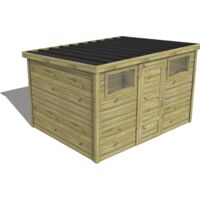 ABRI DE JARDIN bois traité 27mm, Essentiel, 3,4x2,6m, 9m2