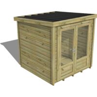 Abri Français – Abri de jardin bois traité autoclave 28mm – Pin sylvestre – 2,14x2,14m – Bac acier – Plancher en bois massif – Installation facile