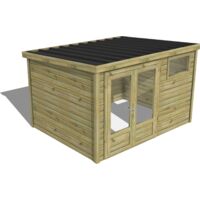 ABRI DE JARDIN bois traité 27mm, Essentiel, 3,4x2,6m, 9m2