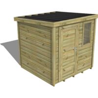 Abri Français – Abri de jardin bois pin traité autoclave 28mm – Bac acier laqué gris – Dimensions hors-tout 2,20x2,35m – Plancher en bois massif 4,1m²