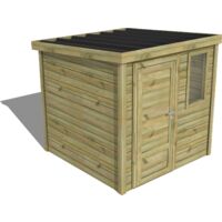 Abri Français – Abri de jardin bois pin traité autoclave 28mm – Bac acier – Dimensions 2,14x2,34m – Hauteur intérieure 1,95m – Fabrication française