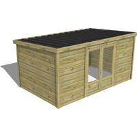ABRI DE JARDIN bois traité 27mm, Essentiel, 4,3x2,6m, 11m2