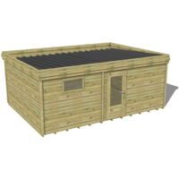 ABRI DE JARDIN bois traité 27mm, 6,5x4,3m, 28m2, Plancher