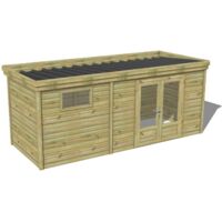 ABRI DE JARDIN bois traité 27mm, 6x2,1m, 13m2