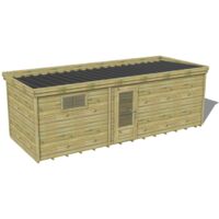 ABRI DE JARDIN bois traité 27mm, 7,4x2,6m, 20m2, Plancher