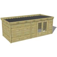 ABRI DE JARDIN bois traité 27mm, 6,5x2,6m, 17m2