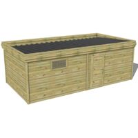 ABRI DE JARDIN bois traité 27mm, 7,3x3,4m, 25m2