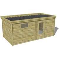 ABRI DE JARDIN bois traité 27mm, 5,7x2,6m, 15m2