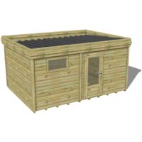 ABRI DE JARDIN bois traité 27mm, 4,7x3,4m, 16m2, Plancher