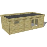 ABRI DE JARDIN bois traité 27mm, 7,4x4,3m, 32m2
