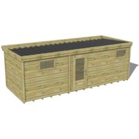 ABRI DE JARDIN bois traité 27mm, 7,4x2,6m, 20m2, Plancher