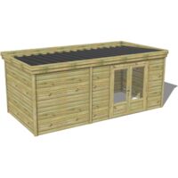 ABRI DE JARDIN bois traité 27mm, 6x2,6m, 16m2