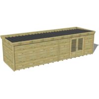ABRI DE JARDIN bois traité 27mm, 9,1x2,6m, 24m2, Plancher