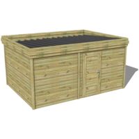 ABRI DE JARDIN bois traité 27mm, 4,7x3,4m, 16m2