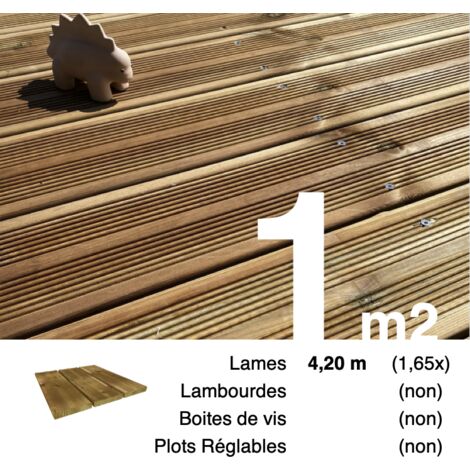 Planches de terrasse Pin autoclave Marron pour 1 m² • Longueur 4,2 m