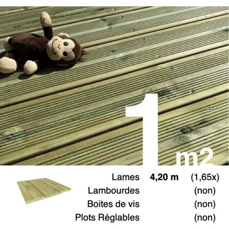 Terrasseenbois.Fr – Lames de terrasse en pin autoclave vert 27x145mm – Longueur 4,2m – Traitement Classe 4 pour durabilité – Pour terrasses en bois