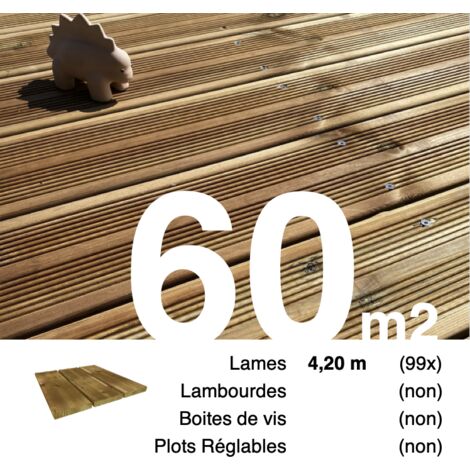 Planches de terrasse Pin autoclave Marron pour 60 m² • Longueur 4,2 m • Livraison gratuite