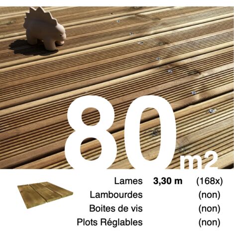 Planches de terrasse Pin autoclave Marron pour 80 m² • Longueur 3,3 m • Livraison gratuite