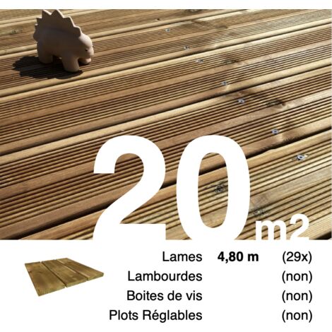 Planches de terrasse Pin autoclave Marron pour 20 m² • Longueur 4,8 m
