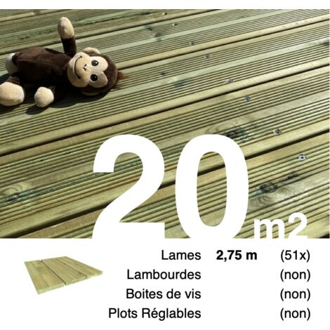 Planches de terrasse Pin autoclave Vert pour 20 m² • Longueur 2,75 m