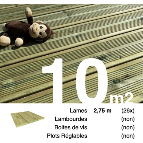 Planches de terrasse Pin autoclave Vert pour 10 m² • Longueur 2,75 m