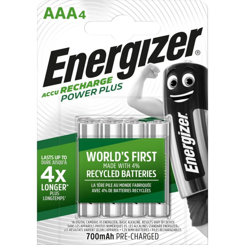 Pack de 4 pilas recargables aaa Power plus, 700 mAh, ENERGIZER ENERGIZER