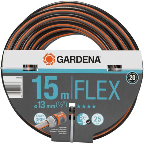 GARDENA Manguera de jardín Comfort FLEX GARDENA de 15 m, 13 mm (1/2") para riego y jardín, manguera de jardín antitorsión, sin fugas de agua presión de ruptura de 30 bar (18031-20)