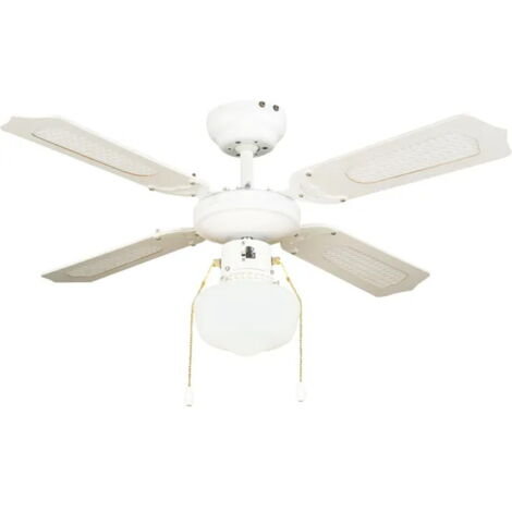 Ventilador de techo Barbados con luz en acero, blanco Centrale Brico (1/5)