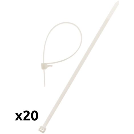 Juego de 20 abrazaderas de cableado reutilizables 3,6x 140 mm transparentes Sans marque