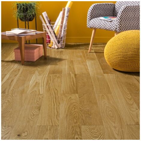 M BARLINEK, roble rubio barnizado, l.13 cm, parquet laminado Sans marque