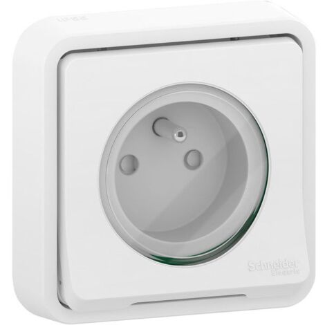 Toma de corriente estanca con toma de tierra completa Mureva Styl, SCHNEIDER ELECTRIC, color blanco SCHNEIDER ELECTRIC