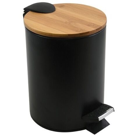 Papelera con pedal Acero y Bambú ADONIS 3L Negro Spirella