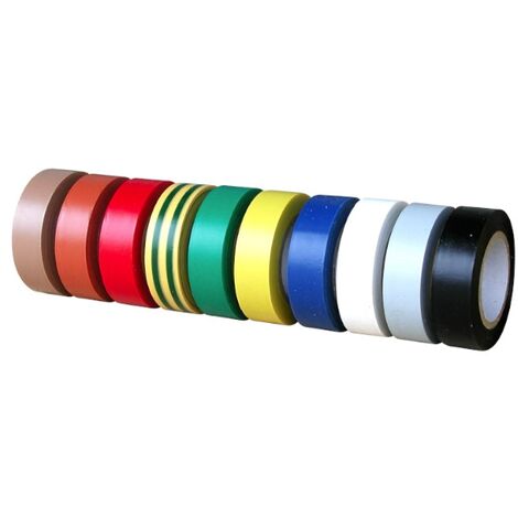 10 rollos de cinta de electricista PVC multicolor Outifrance