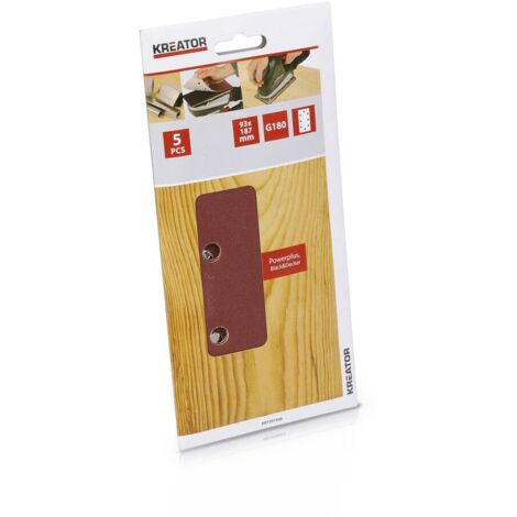 Juego de 5 almohadillas de velcro perforadas (ovaladas) - grano 180 - 93 x 187 mm KREATOR (1/2)