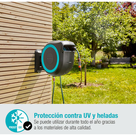 GARDENA Portamangueras de pared automático RollUp L 30 m línea turquesa (18625-20)