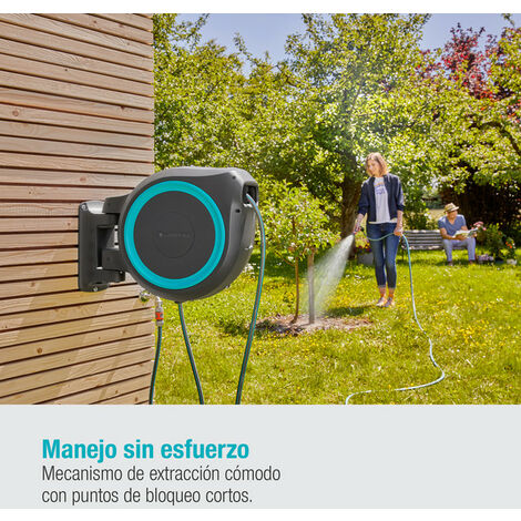 GARDENA Portamangueras de pared automático RollUp L 30 m línea turquesa (18625-20)